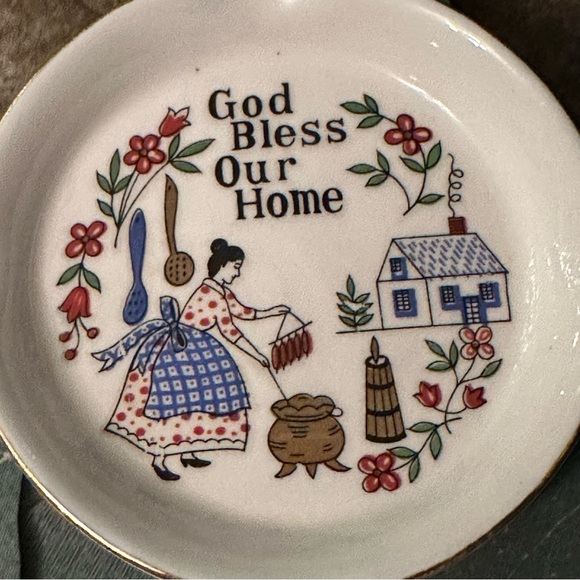 Vintage Sonsco Japan Wall Hanging Spoon Rest God Bless Our Home Amish Country - Picture 4 of 4
